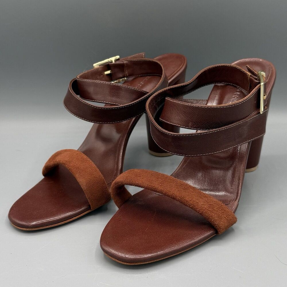Rachel Comey Brown Leather Suede Ankle Strap Sandals - 4" Heel - Sz 9 NWOT